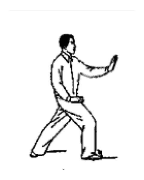 Schéma de la posture 4 de la forme de Pékin : Brosser le genou