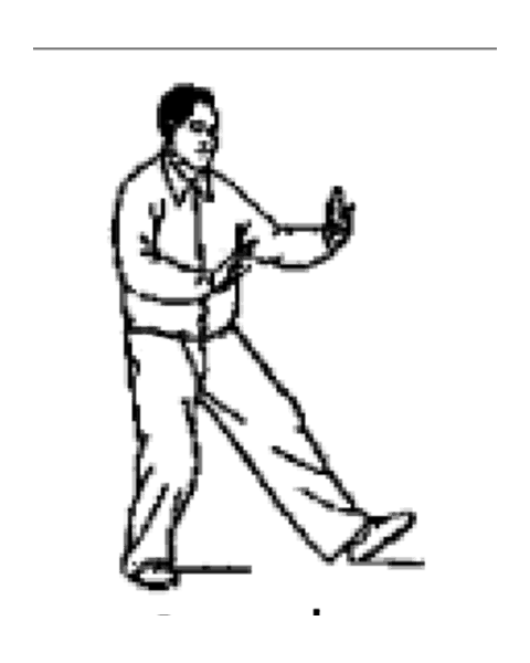 Schéma de la posture 7 de la forme de Pékin : Saisir la queue de l'oiseau — gauche