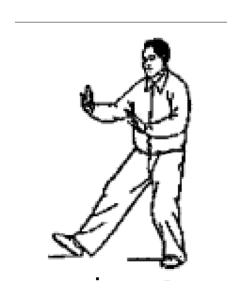 Schéma de la posture 8 de la forme de Pékin : Saisir la queue de l'oiseau — droite