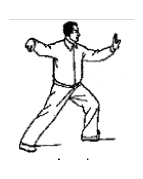 Schéma de la posture 9 de la forme de Pékin : Simple fouet