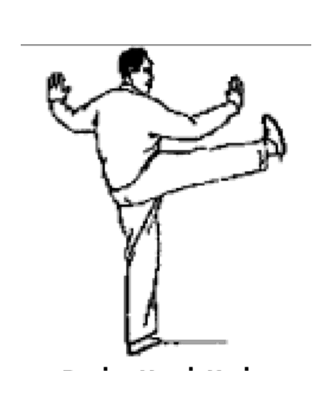 Schéma de la posture 13 de la forme de Pékin : Coup de talon droit
