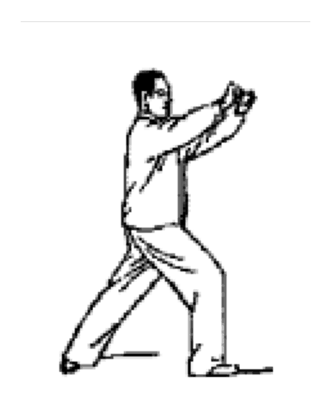 Schéma de la posture 14 de la forme de Pékin : Frapper les oreilles avec les poings