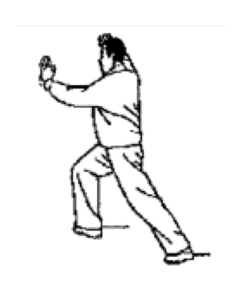 Schéma de la posture 18 de la forme de Pékin : La fille de jade lance la navette