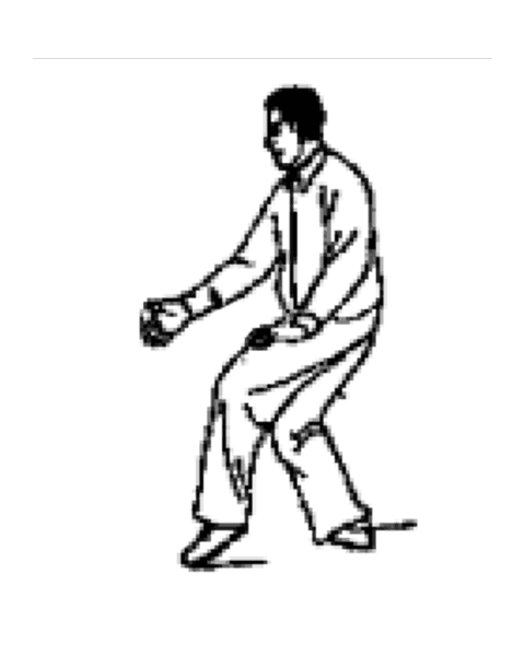 Schéma de la posture 19 de la forme de Pékin : L'aiguille au fond de la mer